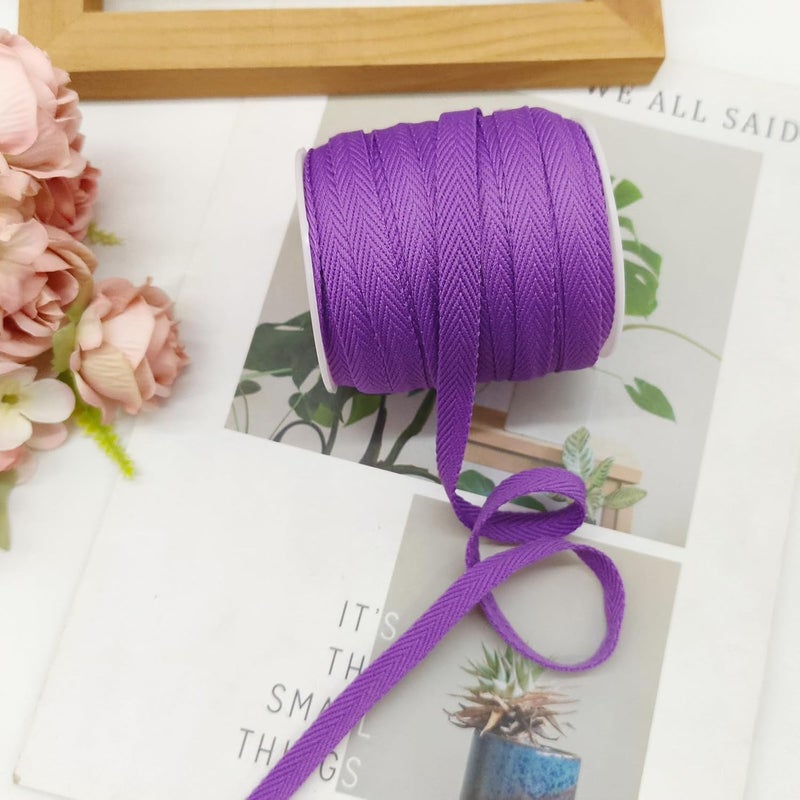 Evora 3/8 Inch Herringbone Twill Tape - 25 Yards Polyester Cotton Fabric Trim, 1mm Thick Durable Soft Webbing Strap for Sewing & Garment, Crafting- Flat Double Fold Bias Tape (Purple 027) - Image 5